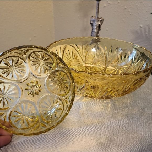 Yellow Glass chips and dip bowl set - Picture 3 of 3